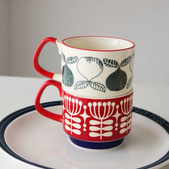 Stapelbare Retro-Blumen-Kaffeetasse