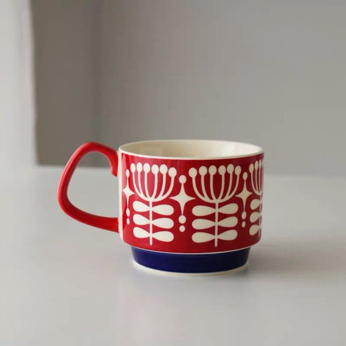 Stapelbare Retro-Blumen-Kaffeetasse