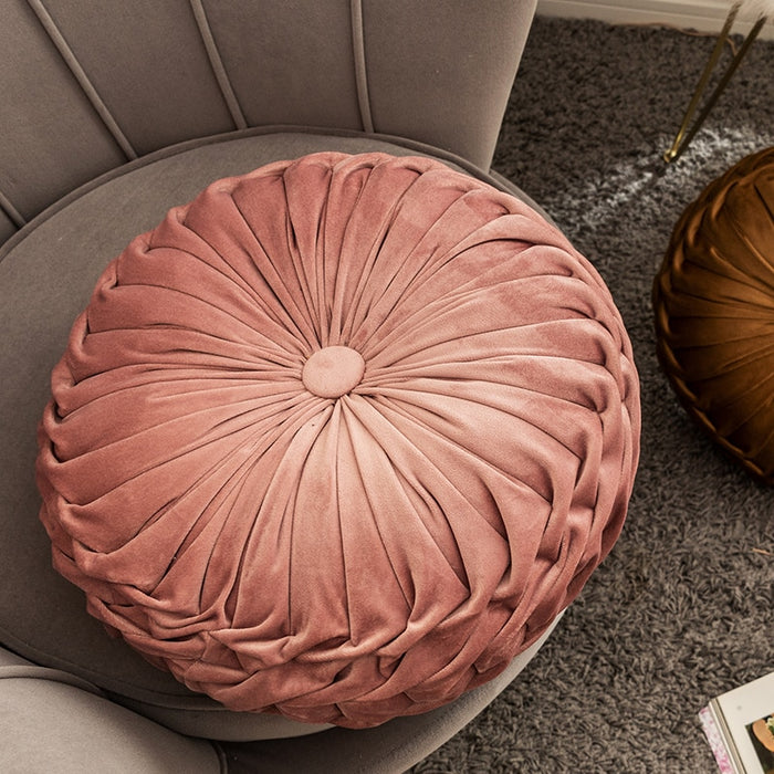 Velvet Ruffle Round Throw Pillow Kissen