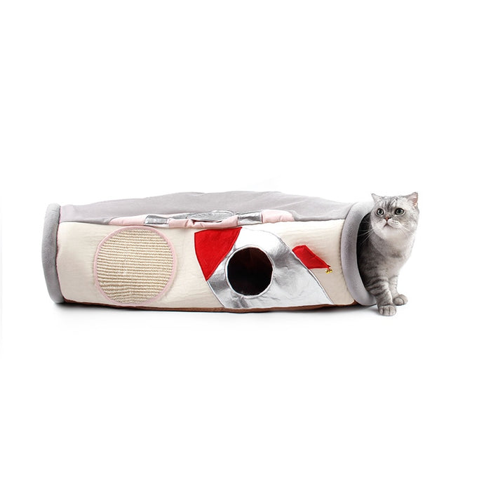 Spaceship Rocket Cat Tunnel mit Cat Scratcher Pad