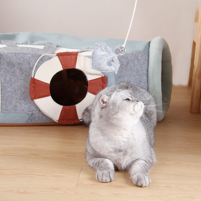 Spaceship Rocket Cat Tunnel mit Cat Scratcher Pad