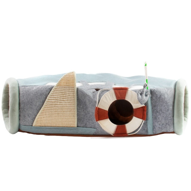 Spaceship Rocket Cat Tunnel mit Cat Scratcher Pad