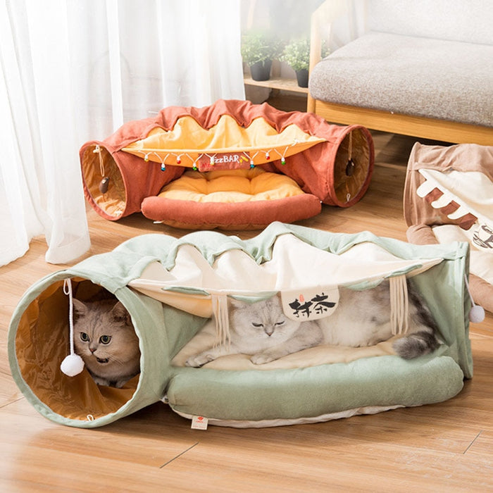 Katze Tunnel mit abnehmbarem Katzenbett