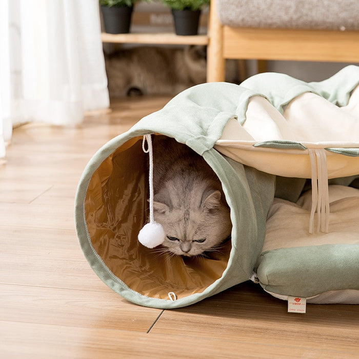 Katze Tunnel mit abnehmbarem Katzenbett