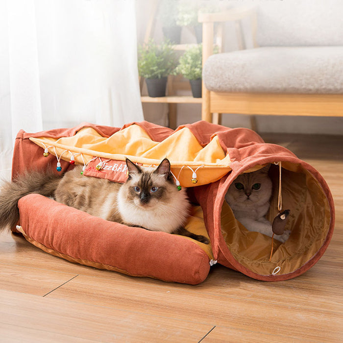 Katze Tunnel mit abnehmbarem Katzenbett